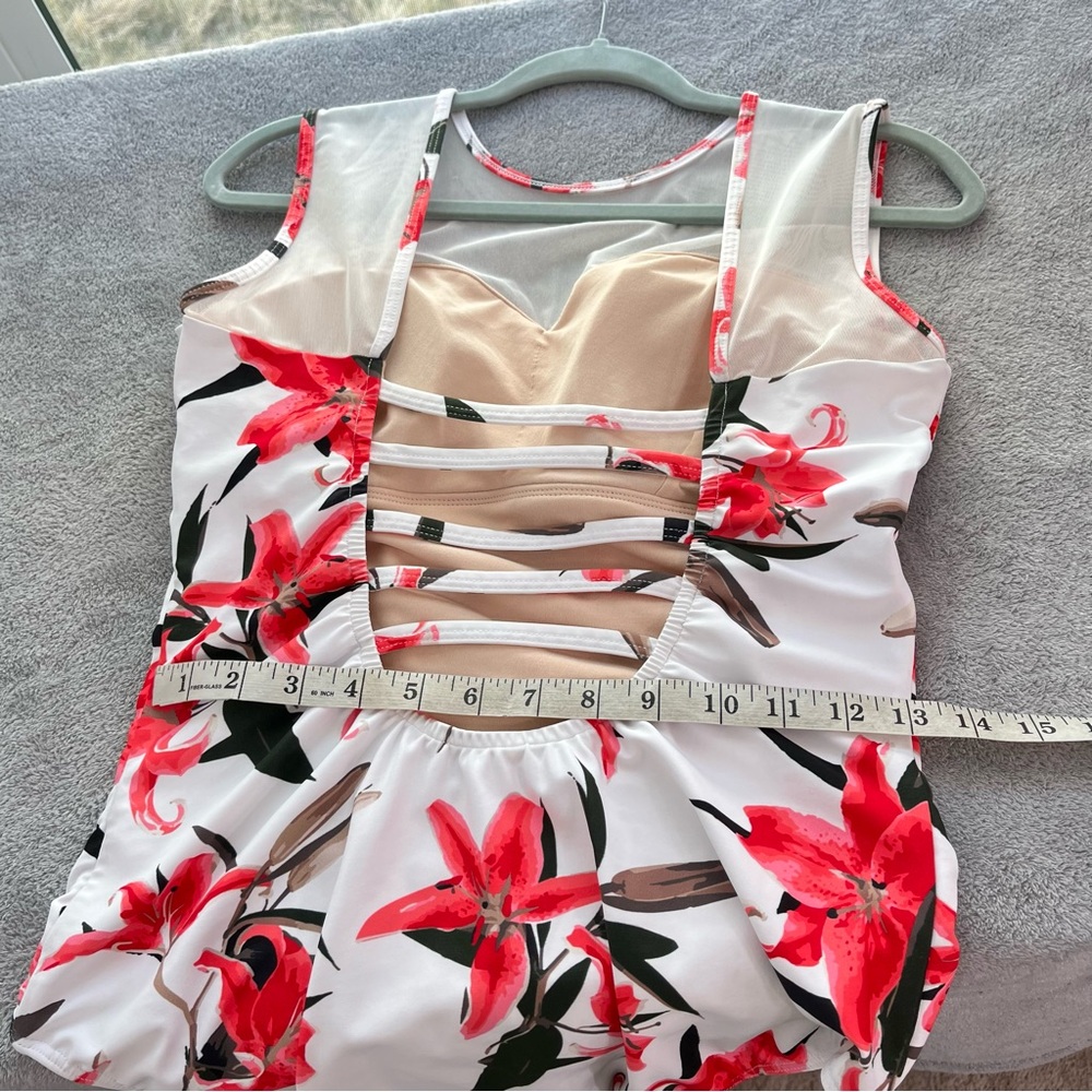 Albion White One-Piece Swimsuit with Coral Floral Print - Picture 11 of 14